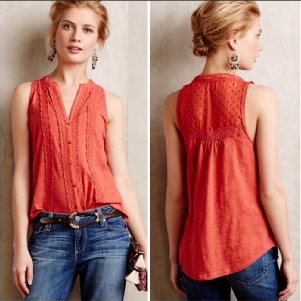 Anthropologie Meadow Rue Jensen Embroidered Tank